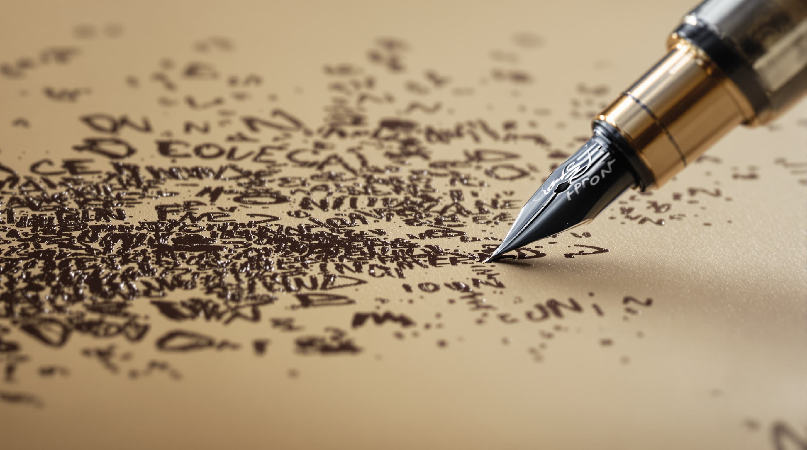 Fountain pen writing on textured handmade hemp paper
