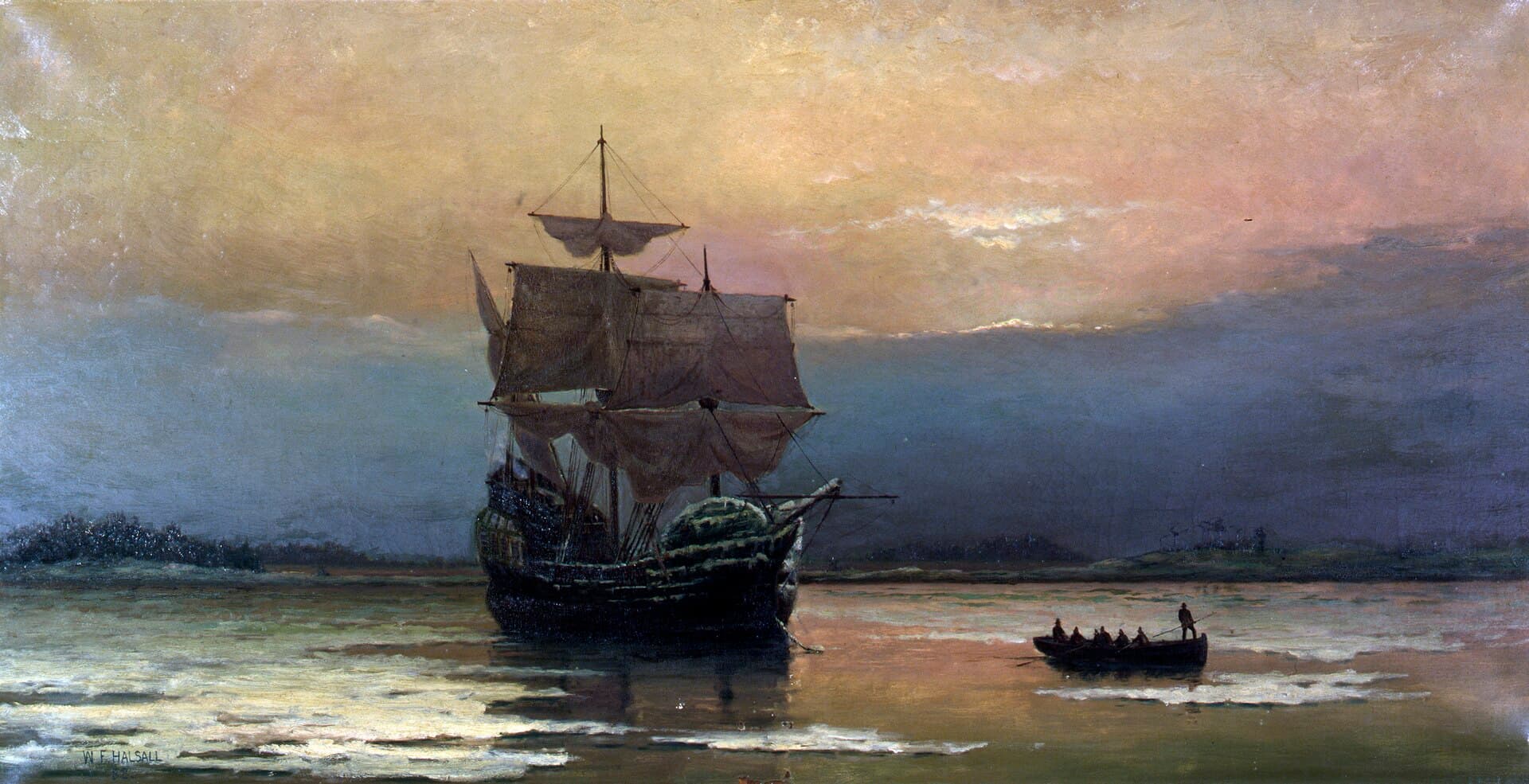The Mayflower in Plymouth Harbor, William Halsall, 1882
