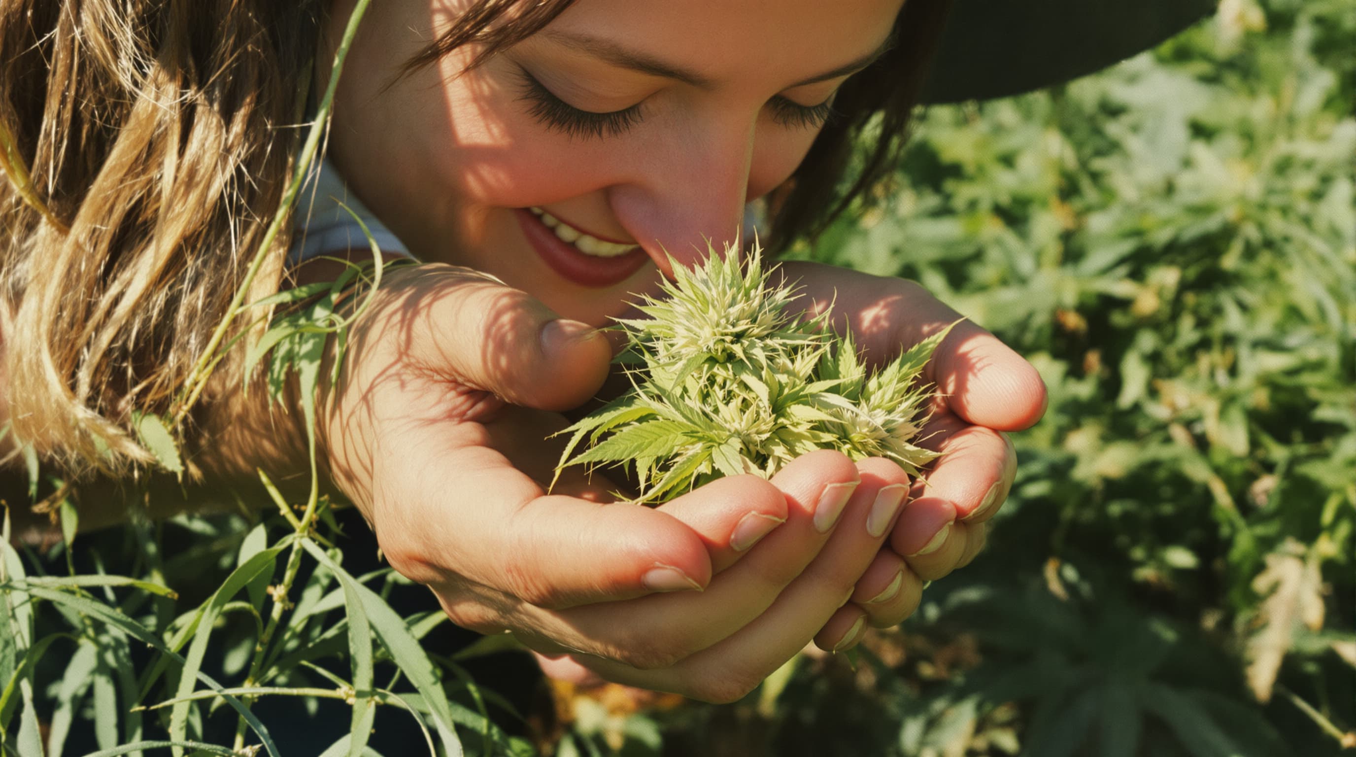 Hemp plant with terpene aromatic molecules visualised