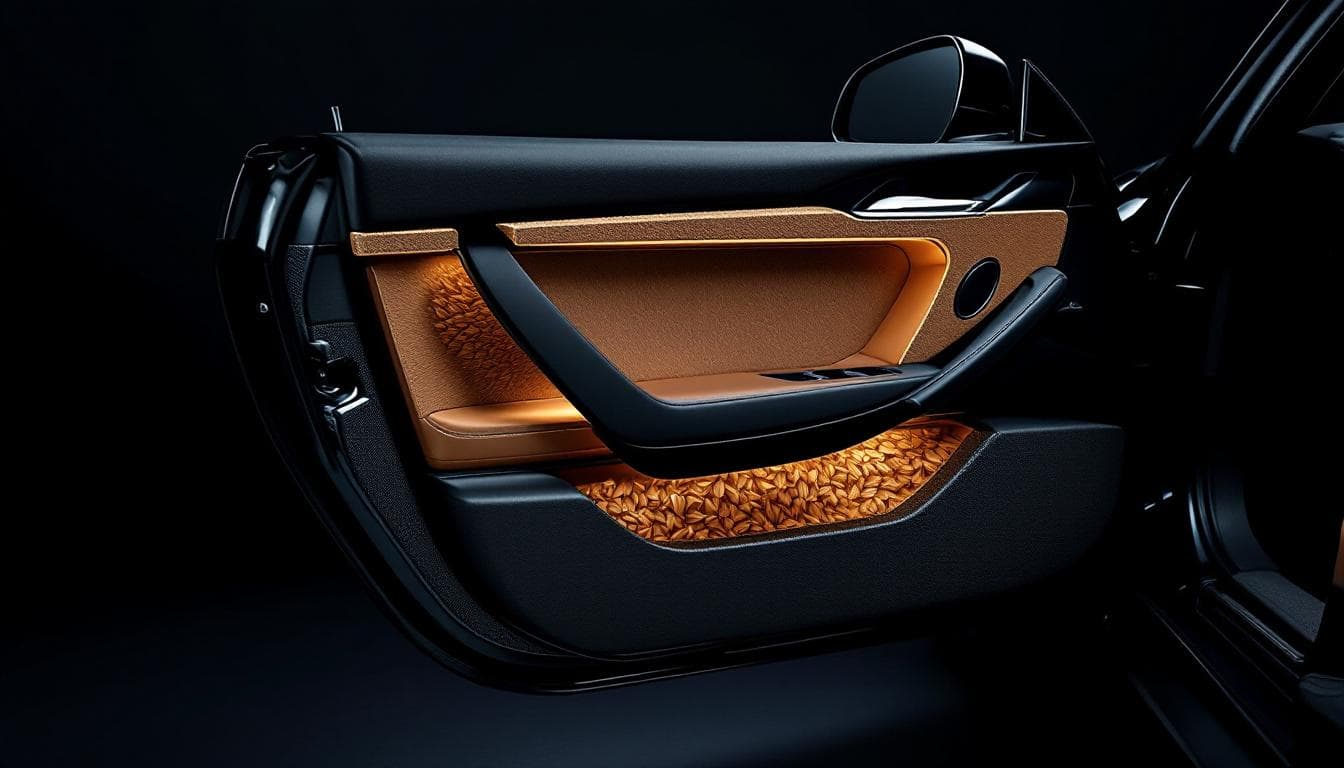 BMW door panel revealing hemp-fibre composite layer