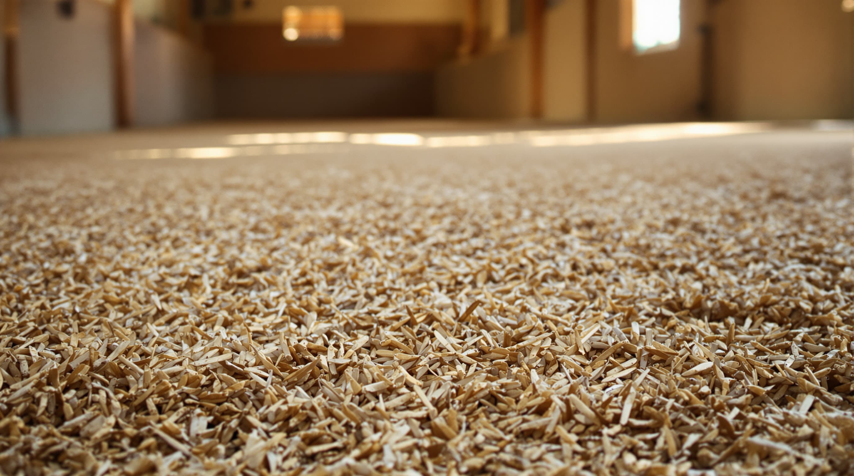 Fresh hemp bedding spread on a horse stable floor