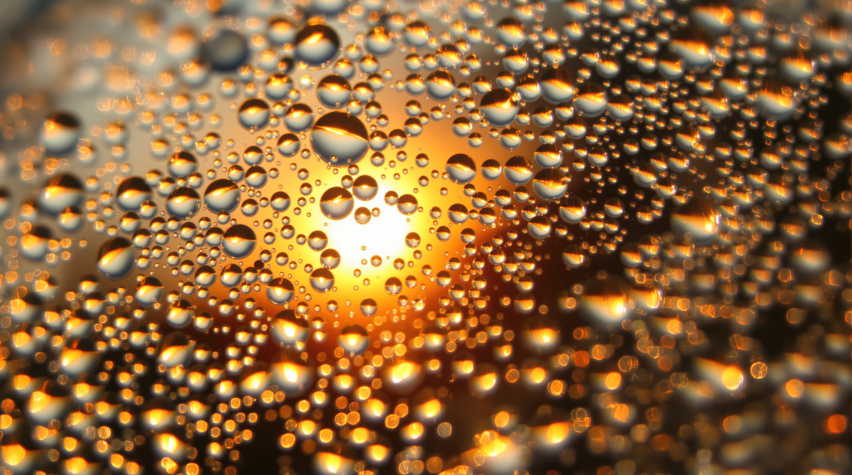 Hemp seed oil droplets with golden backlight